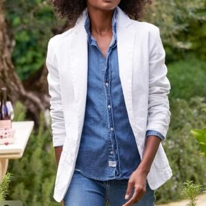 Frank & Eileen Dublin Tailored Blazer Medium In White Cotton Blend